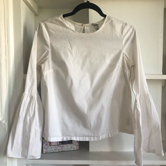 White cotton bell sleeve blouse - Picture 1 of 1